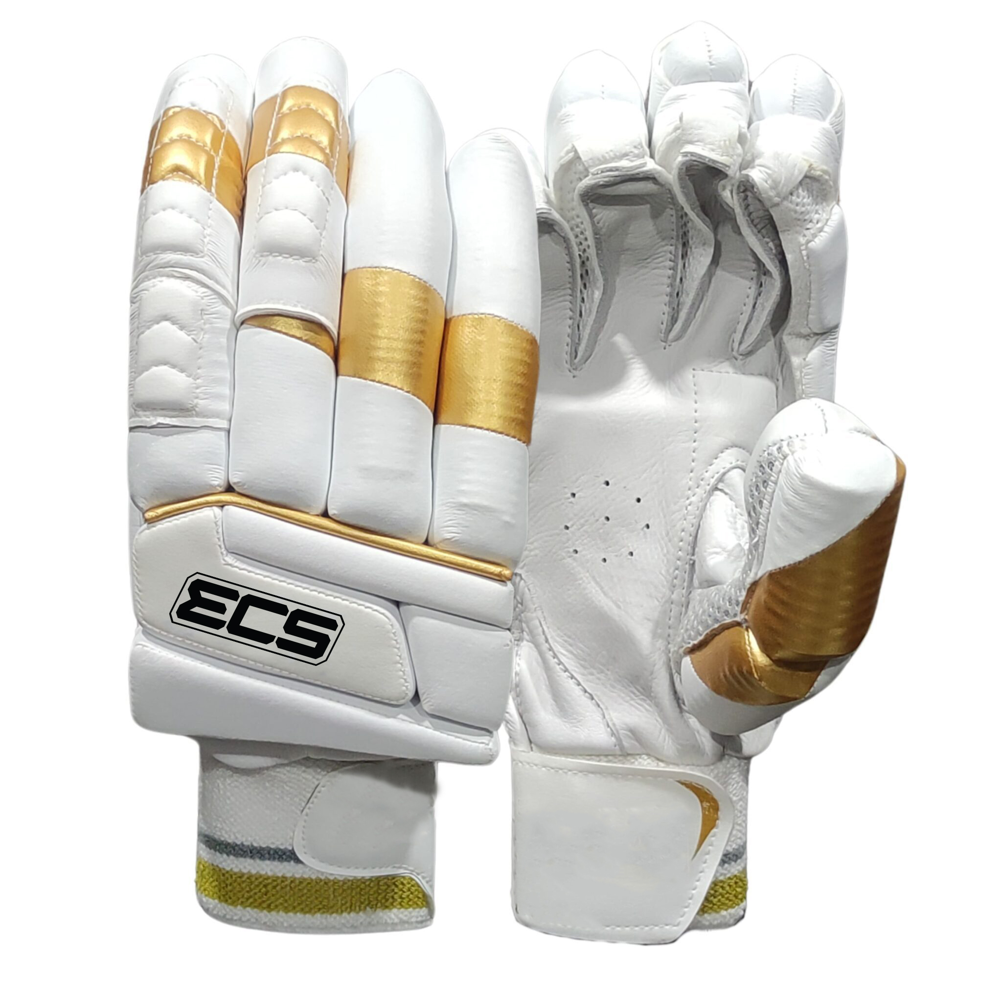ECS Pro Batting Gloves + 2 FREE Inner Gloves – Gold | Premium Cricket Gloves Set