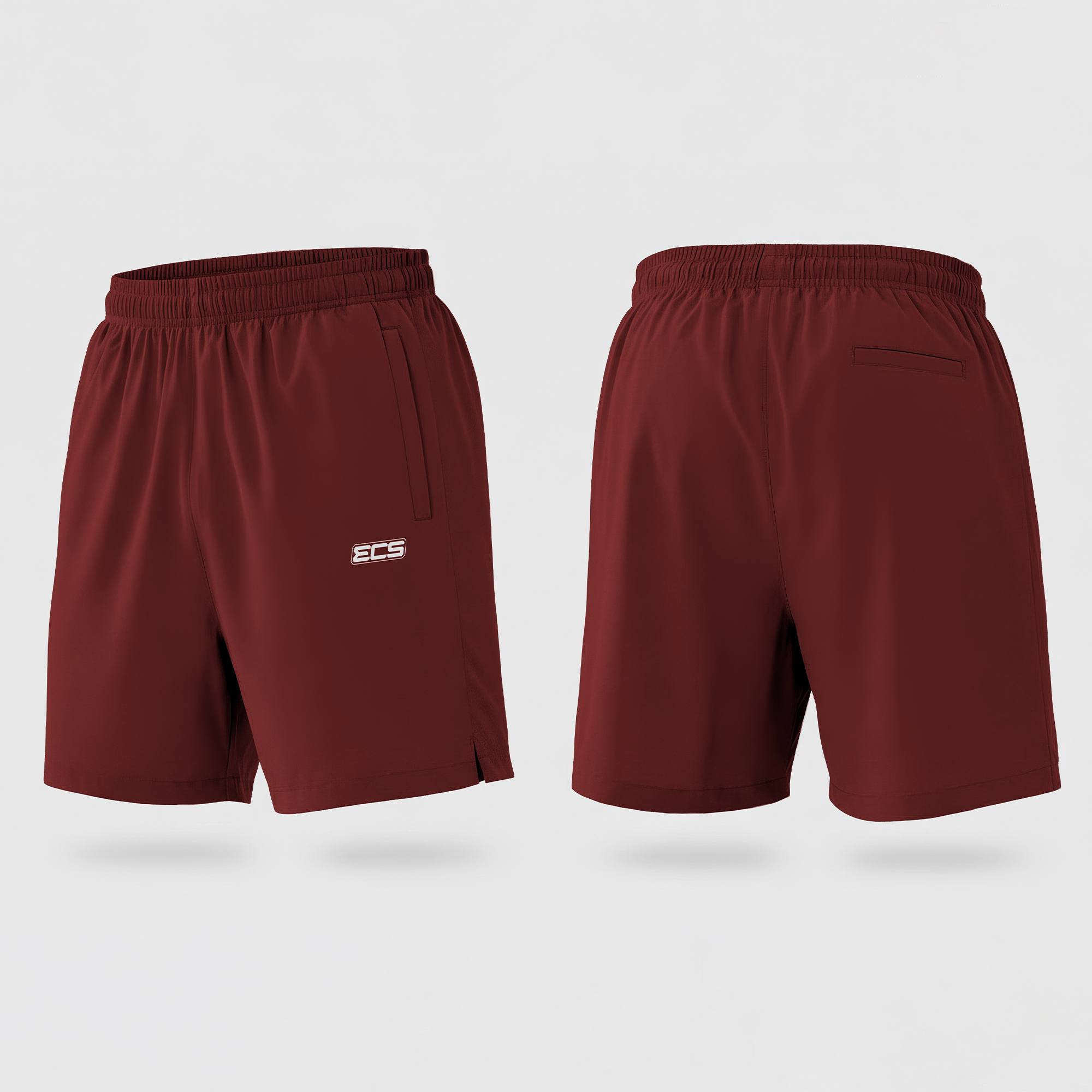 ECS Leisurewear Shorts in Maroon | Off‑Field Essential
